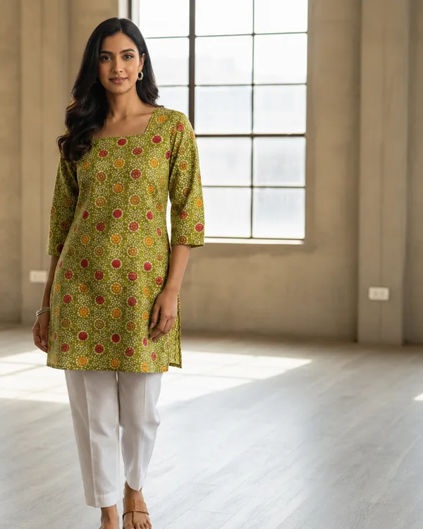 womens straight fit short kurti for daily wear