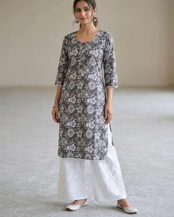 LONG ETHENIC STRAIGHT FIT KURTI FOR WOMEN