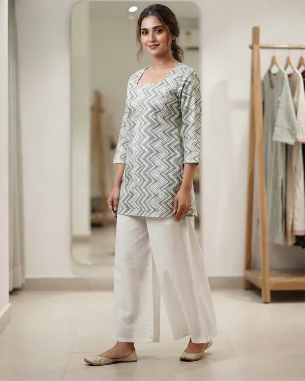 SHORT KURTI WITH ZIGZAG PATTERN FOR WOMEN